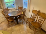Oak Claw-Foot Dining Table and 6 Pressed Back Chairs