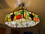 Leaded-Glass Fruit Light Fixture