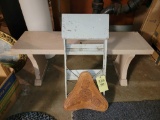 Wood Bench, Step Stool, Leather Seat