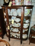 Antique Curved-Glass China Cupboard