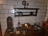 Oil Lamps, Statues, Primitives, Shelf