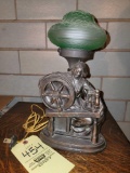 Vintage Figural Lamp with Glass Shade