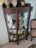 Victorian Curved-Glass Curio Cabinet