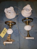 Pair of Milk Glass Banquet Lamps