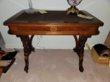 Victorian Felt Inlaid Game Table with Drawer