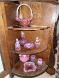 Assorted Fenton Cranberry Hobnail Glassware