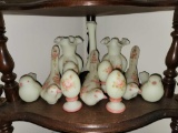 Fenton Hand Painted and Signed Satin Birds, Eggs, and Vases