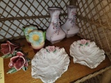 Lefton Hand-Painted Floral Vases and Dishes, Other Floral Glass