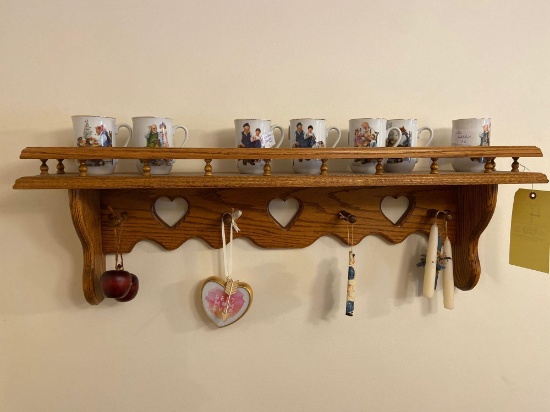 Oak Shelf and Rockwell Mugs