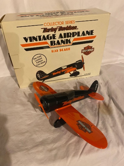 Harley Davidson vintage airplane coin bank, 1:32 scale.