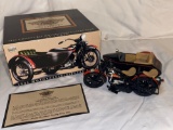 1933 Harley Davidson motorcycle sidecar bank.