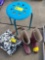 Stool, size 9-10 ladies boots, carry bag.