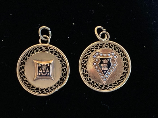 (2) 10K Gold fraternity sorority charms, 12.6 grams.