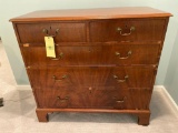 Antique 5-Drawer chest, has some small veneer pcs. missing.