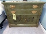Green painted Victorian oak wash stand, 36