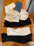 (6) Ladies pants, men's Greg Norman size 36 shorts.