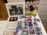 Sports cards, Payne Stewart signed photo, Jack Nicklaus photo.