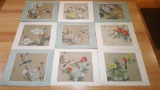 9 original Chinese paintings on silk