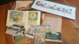 McCalls magazine, postcard, lighthouse print, papers