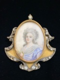 Antique French portrait brooch pin.