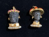 (2) 18K Gold Ethnic face charms, 17.2 grams.