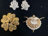 Eisenberg earrings, Trifari & Boucher pins.