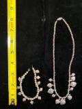 Sterling hearts necklace & sterling hearts bracelet. 37.7 grams.
