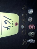 Costume rings, one ring marked 14 K