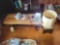 Coffee table, stool, religious items