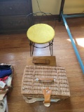 Stool, shoe shine stand and basket of material