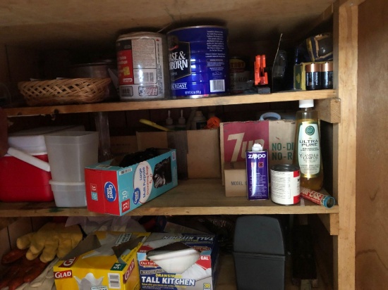 Sprays cleaners and garbage bags