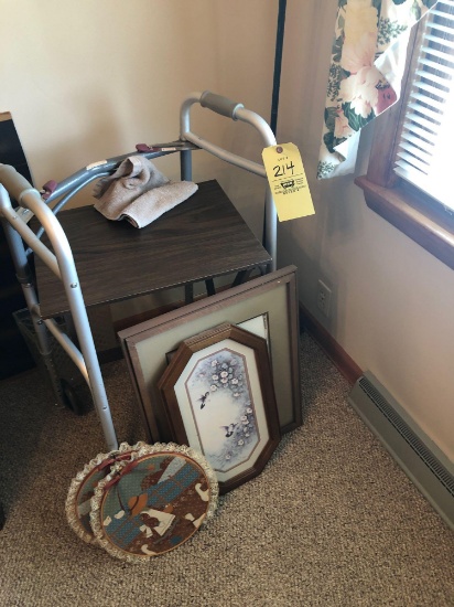 Walker, stand and pictures