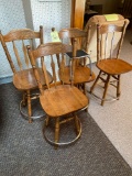 4 oak bar stools and stool