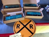RR sign and Susquehanna Box Cars