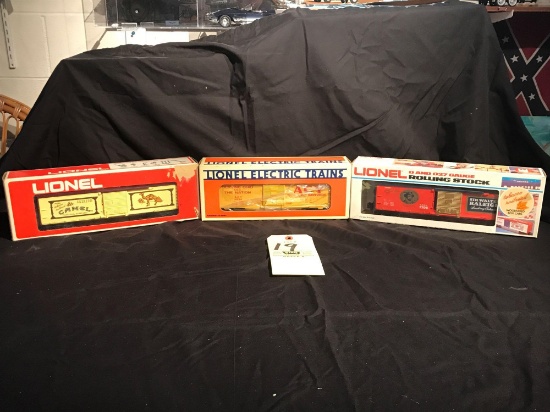 Lionel Akron, Canton and Youngstown Box Car, Camel Box Car, Sir Walter Raleigh Box Car