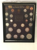 United States 20th Century Type Coins in framed display