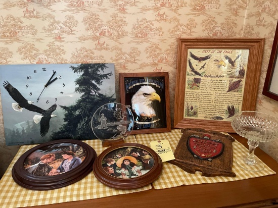 Gone with the wind collectors plates, bald eagle decor, glass