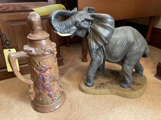 Ceramic elephant & Stein