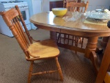 Oak double pedestal table with Formica top