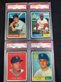 PSA graded Jackie Brandt, Clarence Coleman, Chuck Schilling, Jackie Jensen