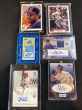 6 autographed cards, Joey Belle, Carlos Baerga, Pena, Kapler, Burrell