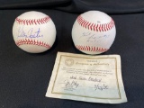 2 signed baseballs, Herb Score, George Foster