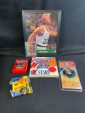 Larry Bird autograph no COA, Fleer all stars, Bulls pin, NBA hoops