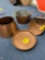 Copper pots, tray, scoop