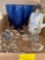 Four cobalt highballs, H and p syrup, candlewick server, glass prisms