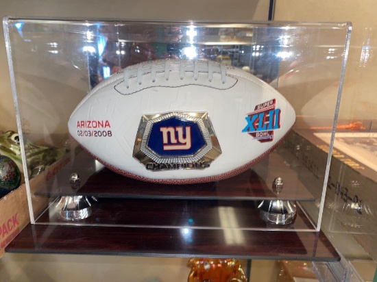 New York Giants super bowl xlii commemorative football champions in case