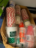 Plastic, paper cups , blood pressure monitor hoses