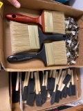 New paint brushes, foam brushes , Rolls of yellow masking tape
