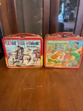Vintage metal lunchboxes, Pebbles and Bamm Bamm and wild Bill Hickok