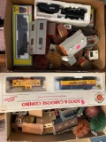 2 boxes train items, HO scale